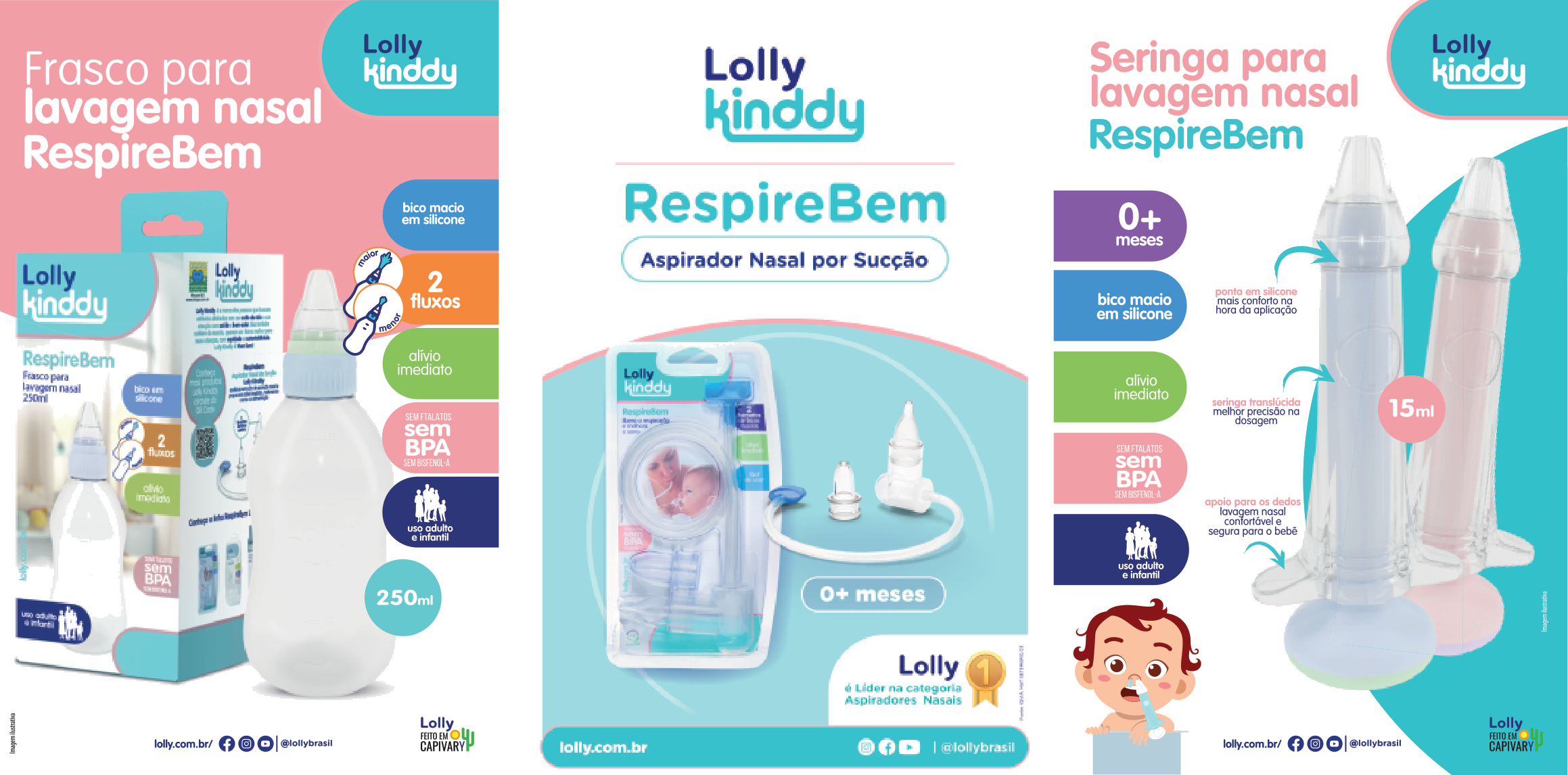Stoppers Kinddy: frasco para lavagem nasal, RespireBem e seringa para lavagem nasal